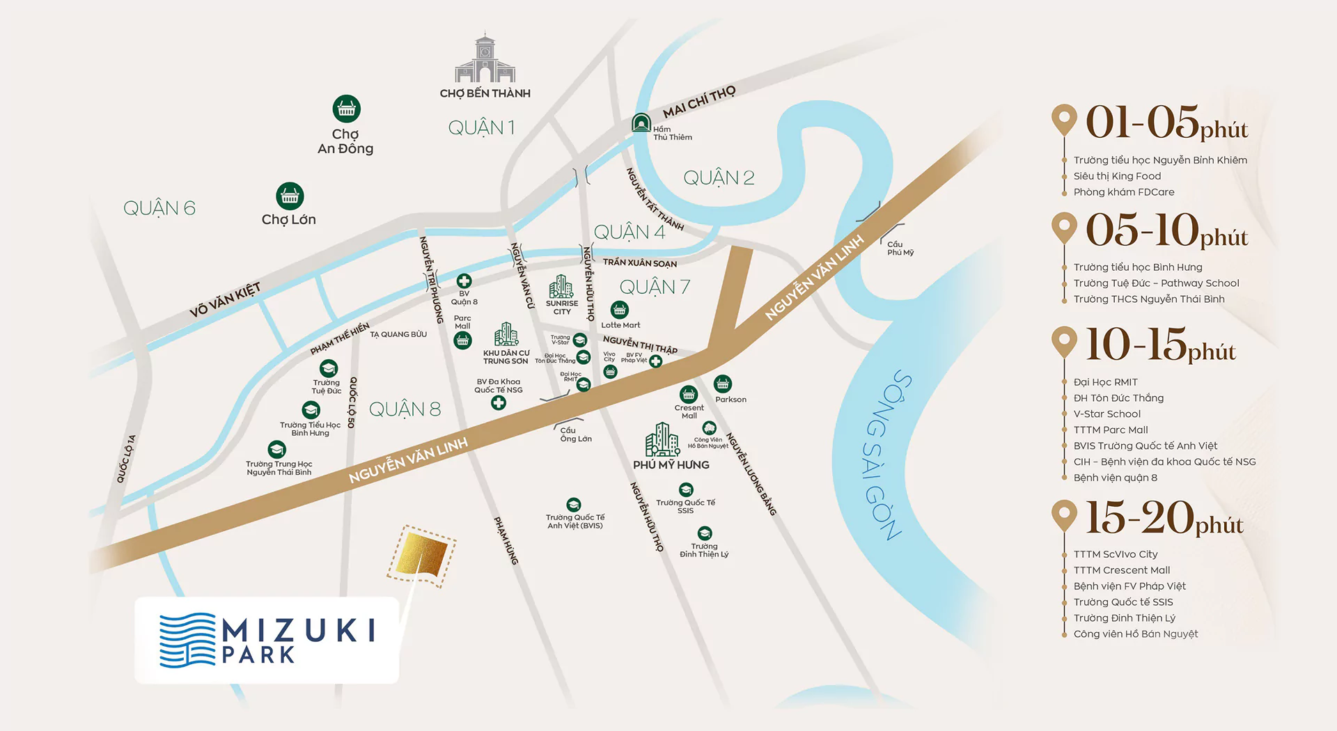 Bản đồ vị trí Mizuki Park và Trellia Cove