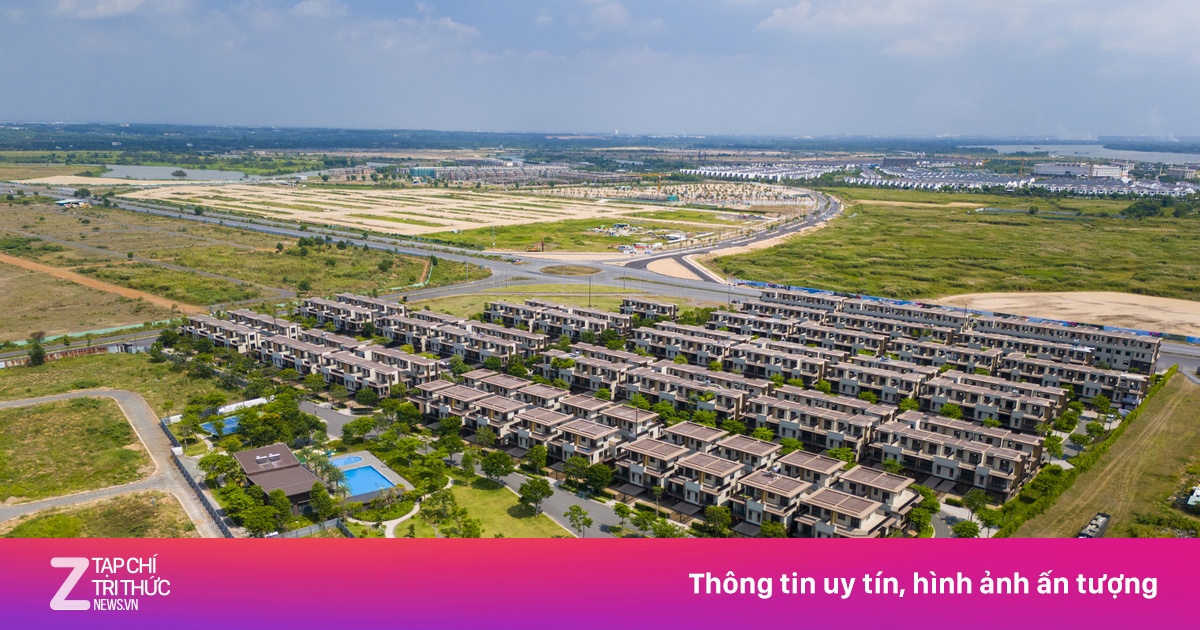 Khu biệt thự liền kề trong một dự án đô thị Nam Long nhìn từ trên cao, hạ tầng nội khu đã hoàn thiện