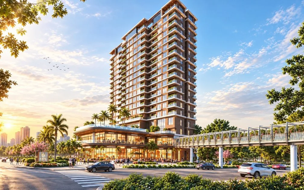 Phối cảnh tháp căn hộ và khối thương mại phân khu Mizuki Iconic, khu đô thị Mizuki Park