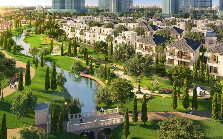 Phối cảnh biệt thự compound Park Village bên kênh, khu đô thị Waterpoint, Tây Ninh