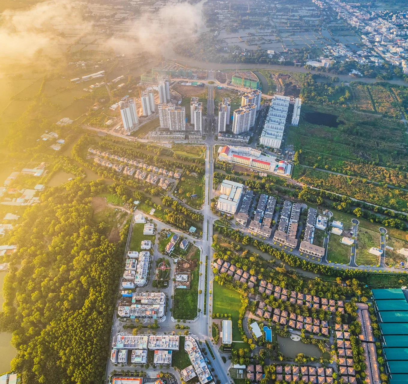 Quy hoạch tổng thể Mizuki Park với hệ thống đường nội khu và các phân khu nhà ở liền kề