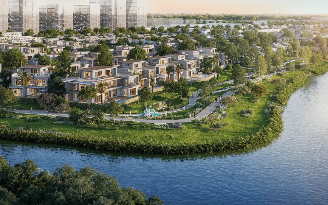 Phối cảnh phân khu nhà phố và biệt thự Rivera Nagomi bên sông, khu đô thị Waterpoint, Tây Ninh